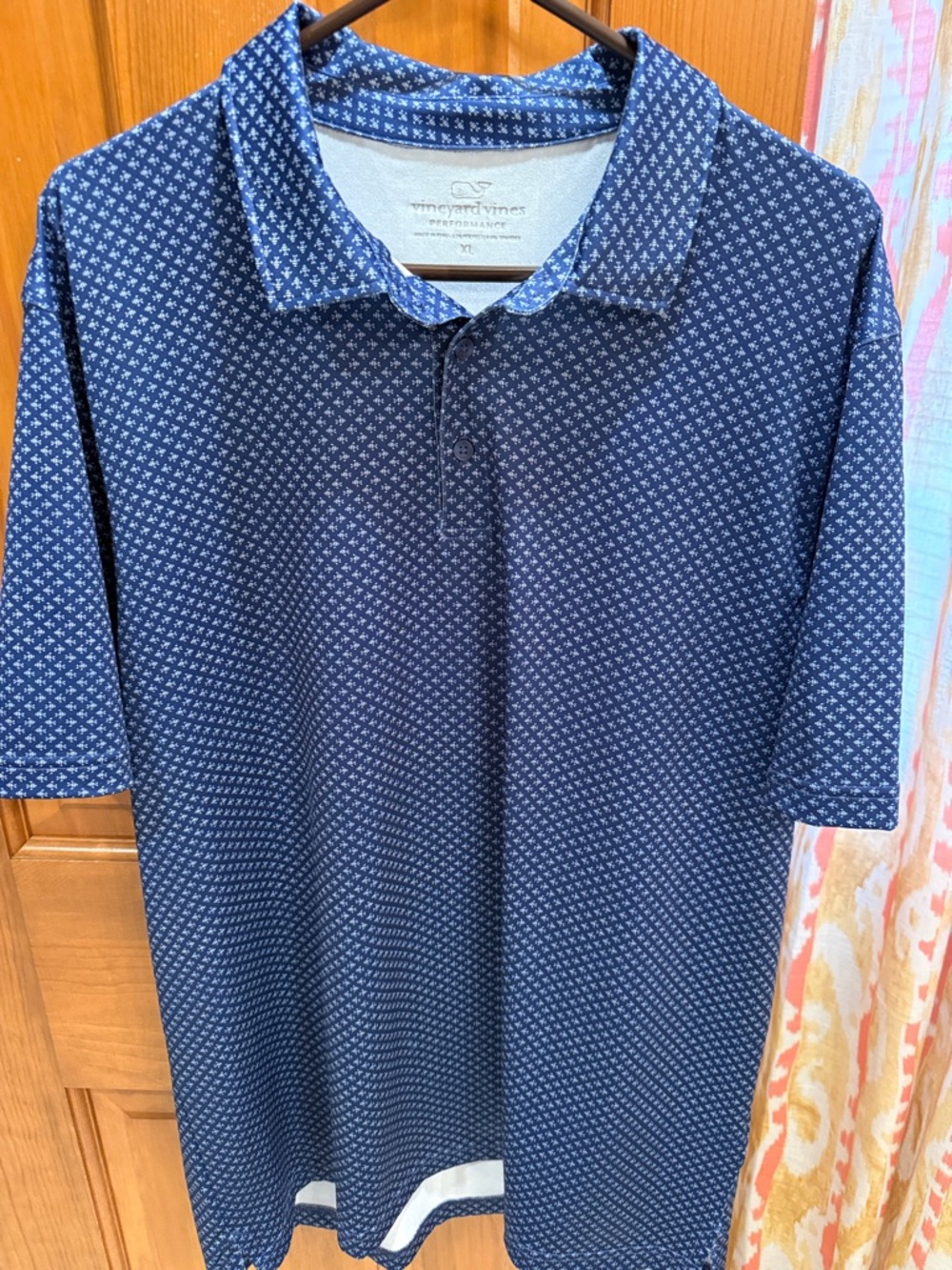 Vineyard Vines Navy Microprint Performance Polo